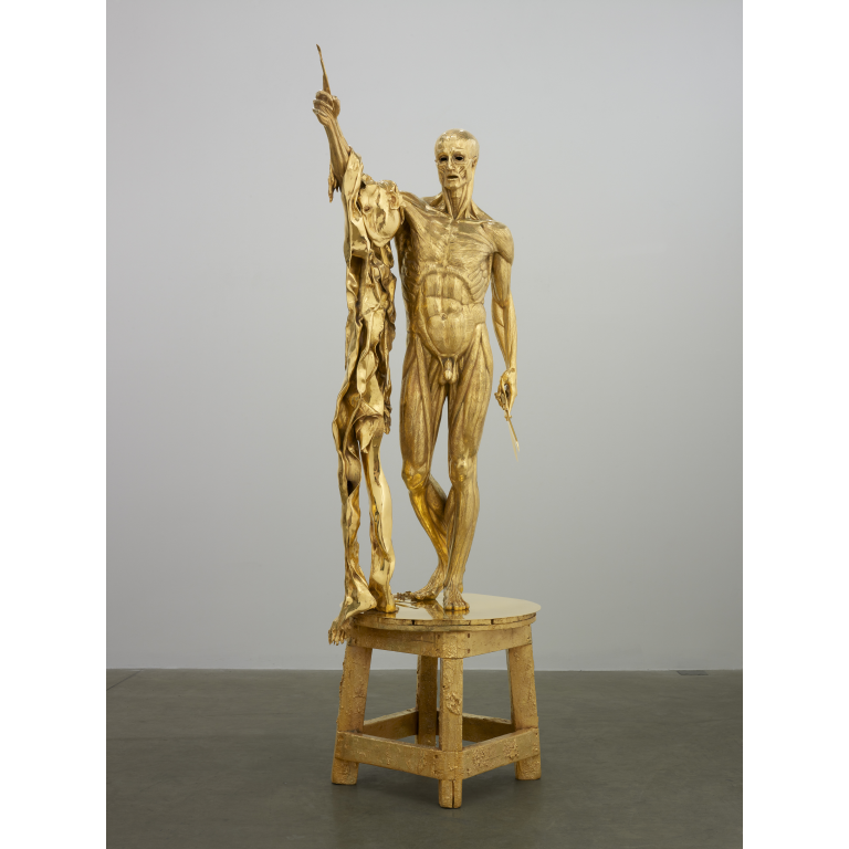 Life size silver-gilt St Batholomex on stand by Damien Hirst 