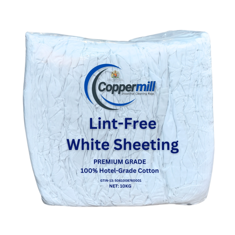 10kg Bale of Hotel-Grade 100% Cotton Lint-Free White Sheeting Cleaning Rags