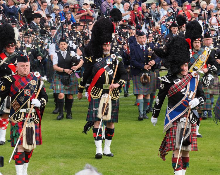 Massed Pipe Bands at Braemar Gathering